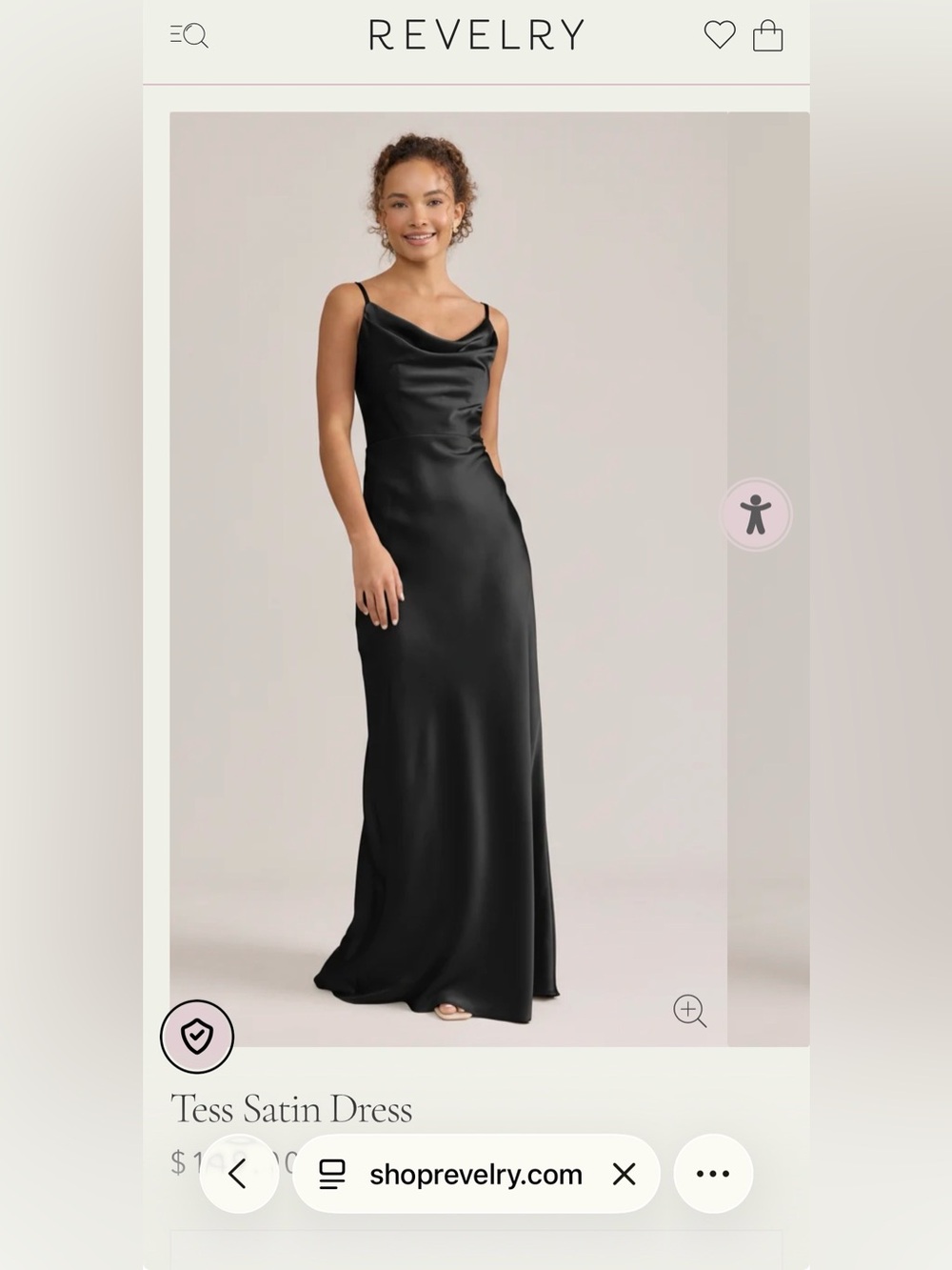Revelry Tess Satin Dress in Black